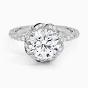 Floral Engagement Ring, Round Cut Twisted Wedding Ring for Women