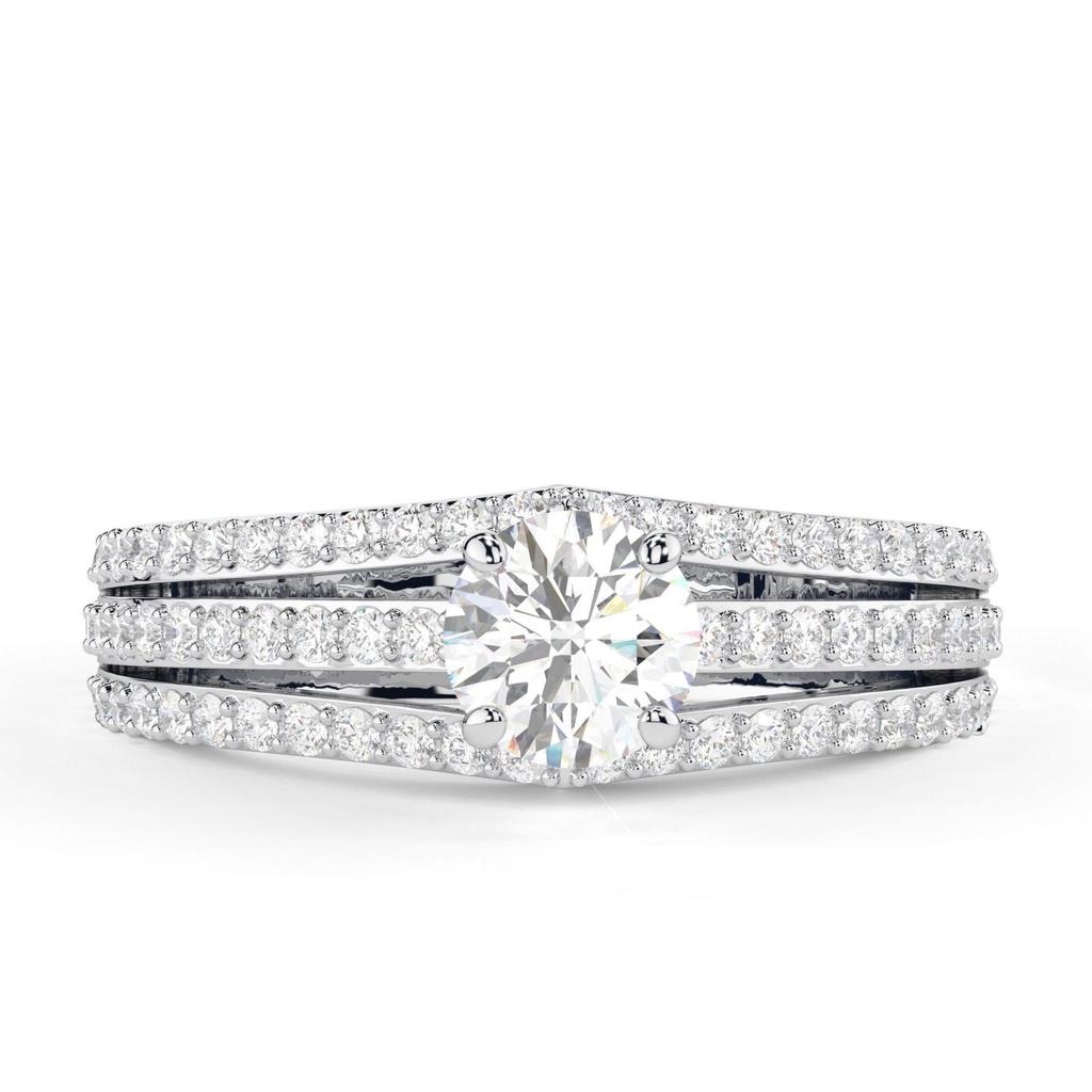  Round Lab Diamond Solitaire Ring Set, Unique Solder Diamond Ring Set, Sterling Silver Wedding Trio Ring Set, 4 Prong Round