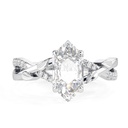 Long hexagon moissanite engagement ring Vintage rose gold diamond ring Half eternity twig ring Delicate leaf ring Anniversary twisted ring