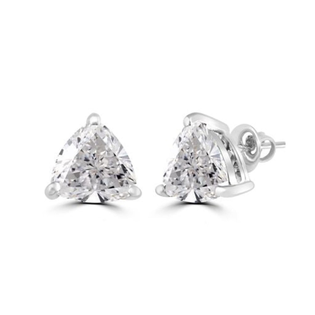 Trillion Cut Diamond Stud Push Back Earrings For Women