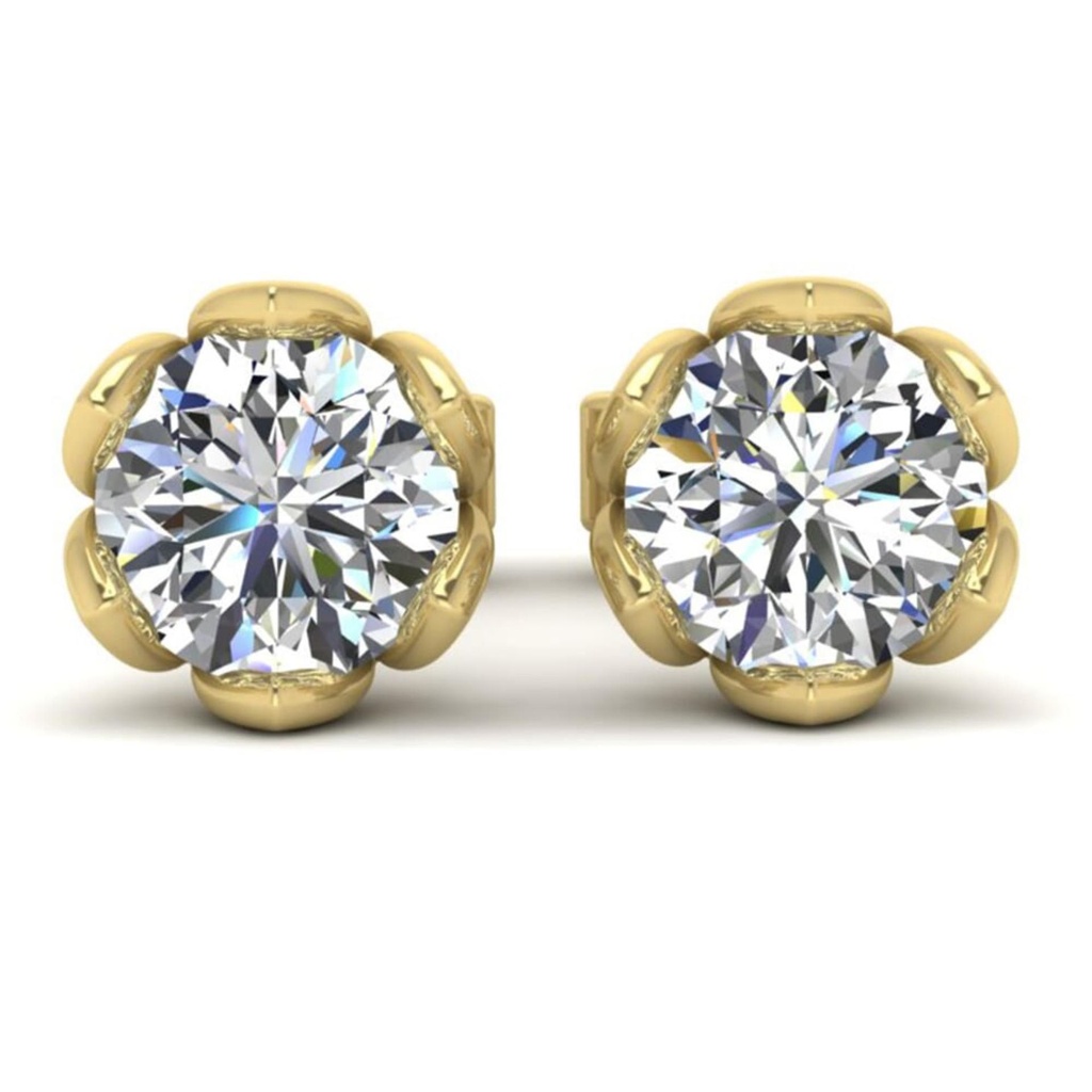 Round Cut Diamond Unique Stud Earrings For Women