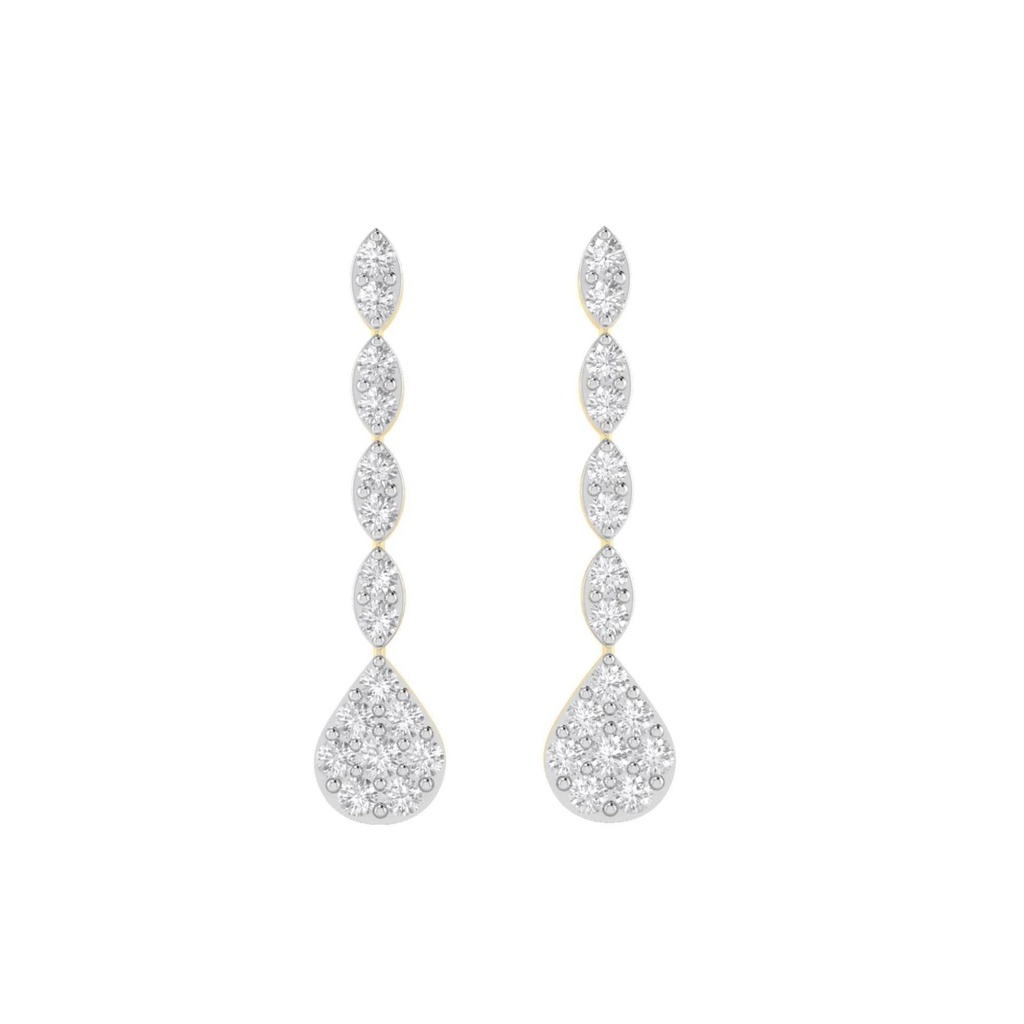 Round Cut Diamond Drop Big Earrings For Women