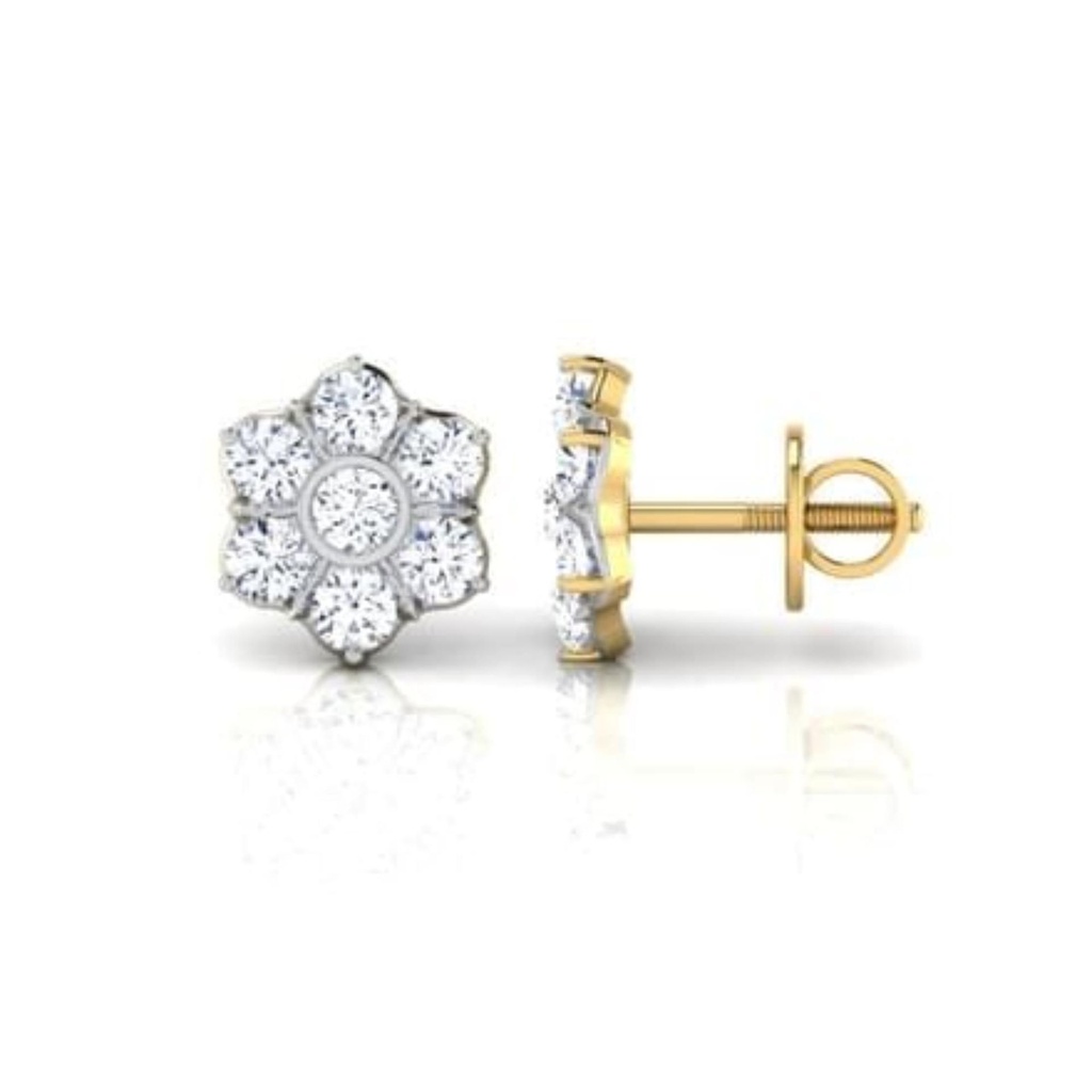 Round Cut Diamond Halo Stud Earrings For Women