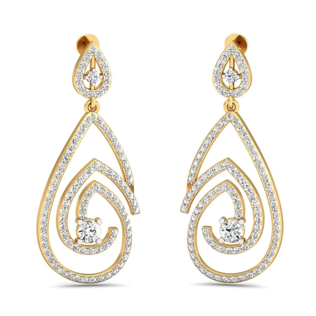 Round Cut Diamond Drop Dangle big Earrings For Women