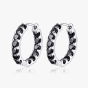 Black Round Cut Diamond Inside Outside Hoop Earrings For Women