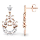 Round Cut Diamond Big Dangle Earrings For Women