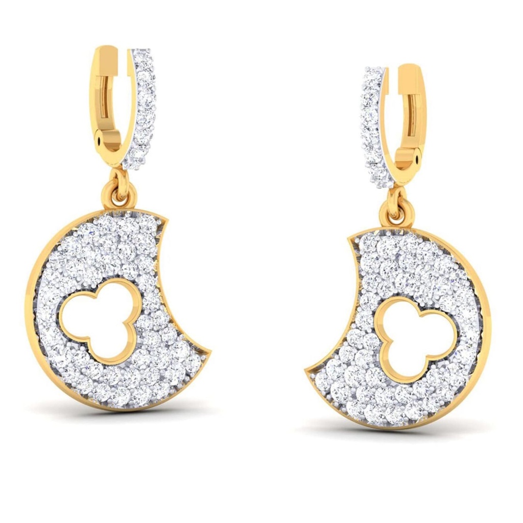 Round Cut Diamond Drop Dangle Hoop Earrings For Women