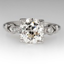 Edwardian Round Cut Diamond Ring, 14k White Gold  Vintage Engagement Ring 1910s