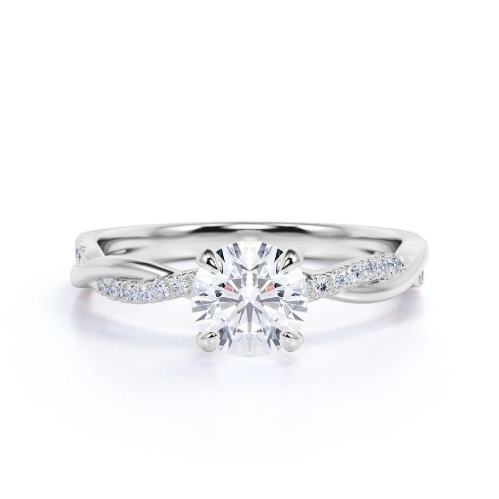 Round Cut Diamond Twisted Engagement Ring for Women