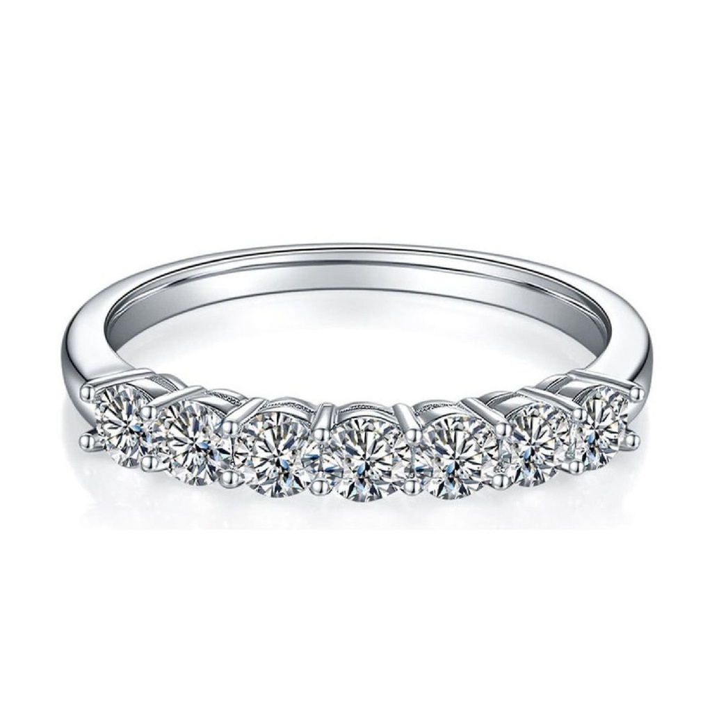 Round Cut Eternity 7 Stone Ring in 925 Sterling Silver Ring For Engagement