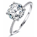 Round Cut Solitaire With Accents Four Prong Ring in 925 Sterling Silver Ring For Engagement