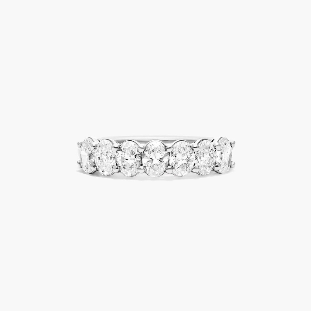 Oval Cut Diamond 7 Stone Half Eternity Wedding Band For Women