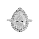 Halo Pear Cut Yellow  In 925 Sterling Silver Ring For Women's Engagement