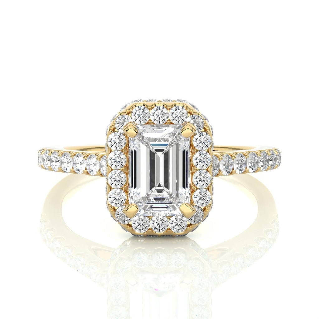 Emerald Cut Diamond Hidden Halo With Accents Anniversary Ring for Women