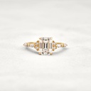 Solitaire With Accents Yellow Emerald Cut  In 925 Sterling Silver Ring For Engagement