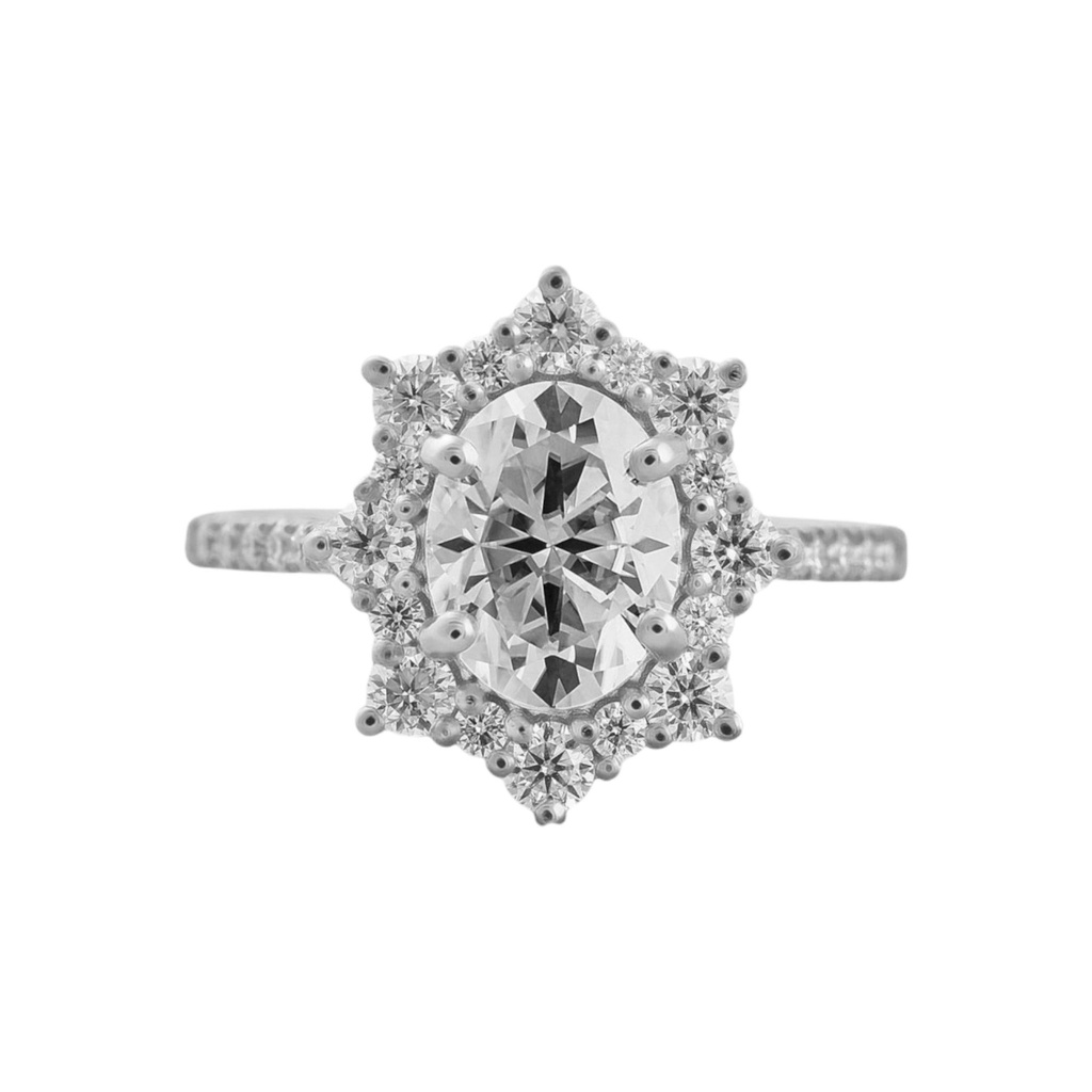 Oval Cut Diamond Halo With Accents Engagement Ring for Women