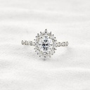 Oval Cut Diamond Halo With Accents Engagement Ring for Women