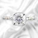 Hidden Halo Cushion Cut White  In 925 Sterling Silver Ring For Women's Engagement