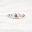 Solitaire With Accents White Round Portuguese Cut  In 925 Sterling Silver Ring For Engagement