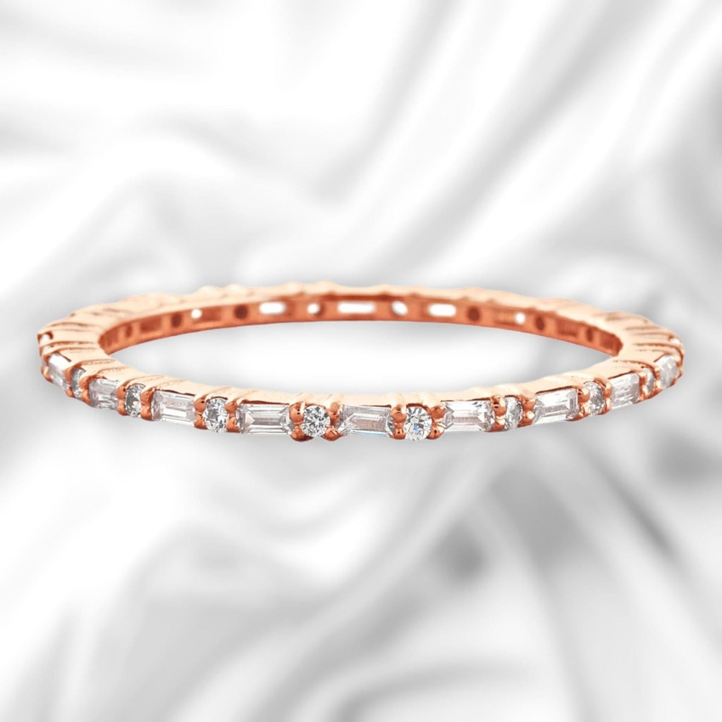 Round And Baguette Cut Diamond Eternity Wedding Band For Women