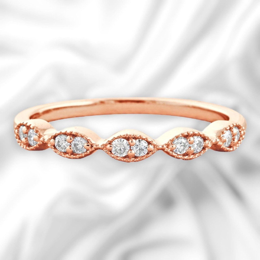Round Cut Diamond Half Eternity Wedding Band For Women