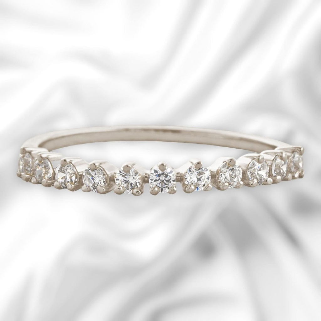 Round Cut Diamond Half Eternity Wedding Band For Women
