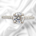 Hidden Halo Round Cut White Sterling Silver Ring For Women's Engagement