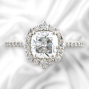 Cushion Cut Diamond Halo With Accents Engagement Ring for Women