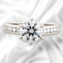 Round Cut Diamond Solitaire With Accents Engagement Ring for Women
