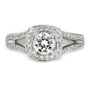 Round Cut Diamond Halo Splits Shank Anniversary Ring for Women