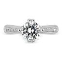 Round Cut Diamond Solitaire With Accent Engagement Ring For Women