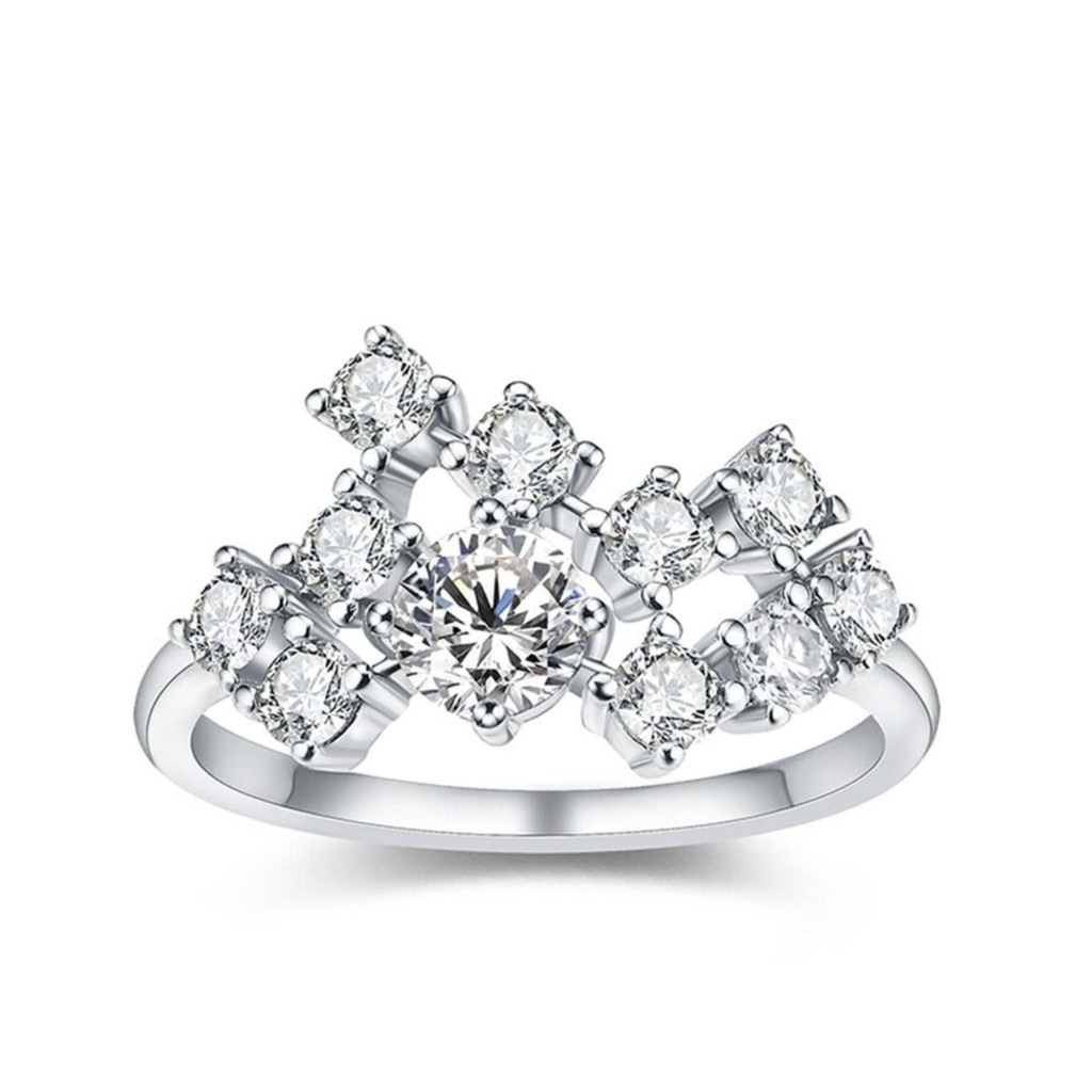 Round Cut Diamond Cluster Style Birthday Gift Ring for Women
