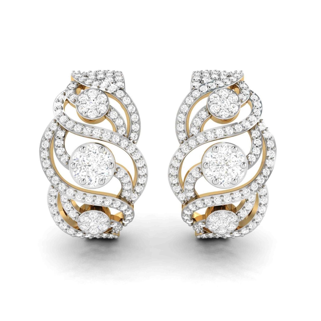 Round Cut Diamond Unique Big Stud Earrings For Women