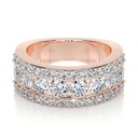 Round Cut Diamond 3 Row Half Eternity Wedding Band For Women