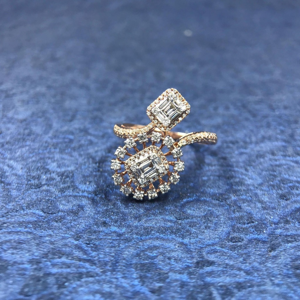 Round And Baguette Unique Birthday Gift Ring for Women