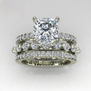 Cushion Cut Diamond Hidden Halo Trio Set Wedding Ring for Women