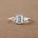 Emerald And Pear Cut Diamond 3 Stone Engagement Ring for Women