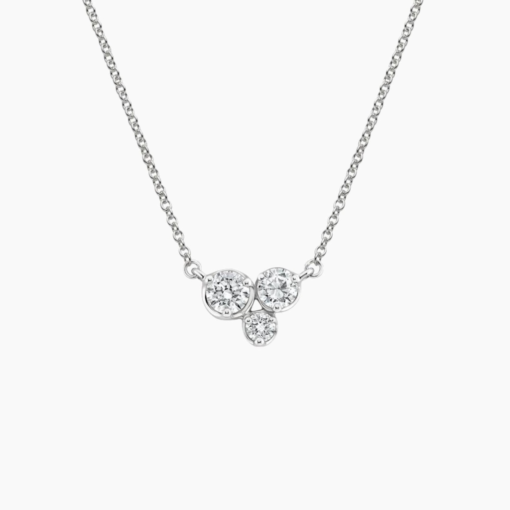 Round Cut Diamond 3 Stone Pendant For Women