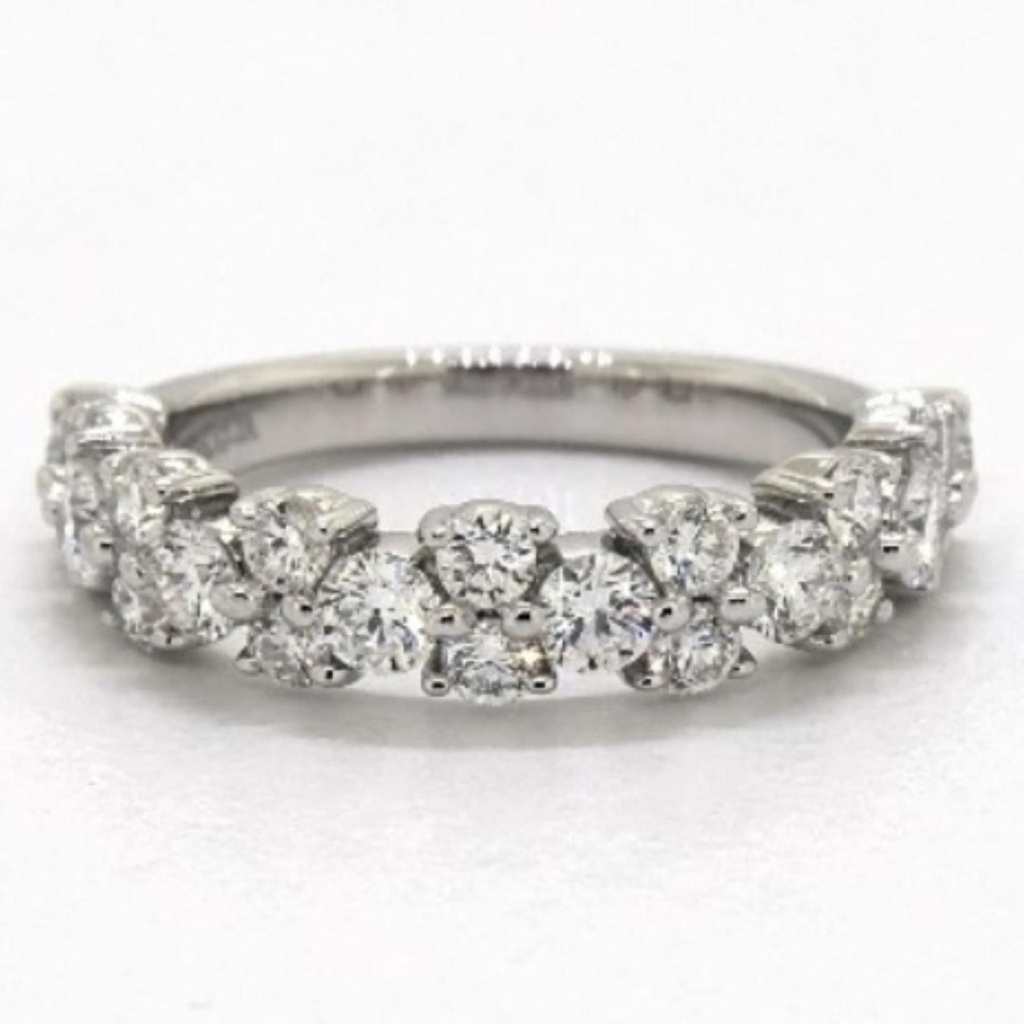 Round Cut Diamond Unique Half Eternity Wedding Band For Women