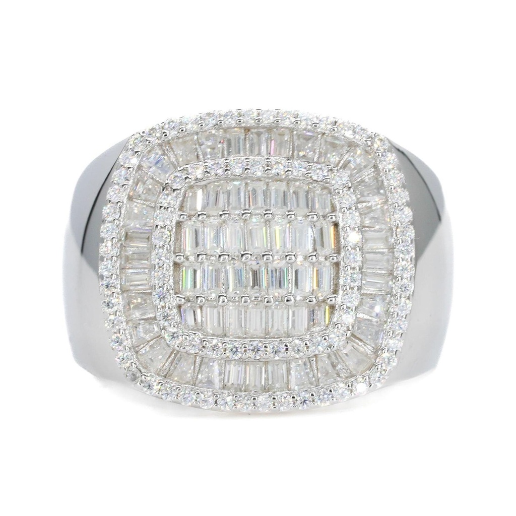 Round And Baguette Cut Diamond Hip Hop Ring for Men