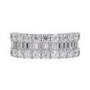 Round And Baguette Cut Diamond Half Eternity 3 Row Hip Hop Band For Men