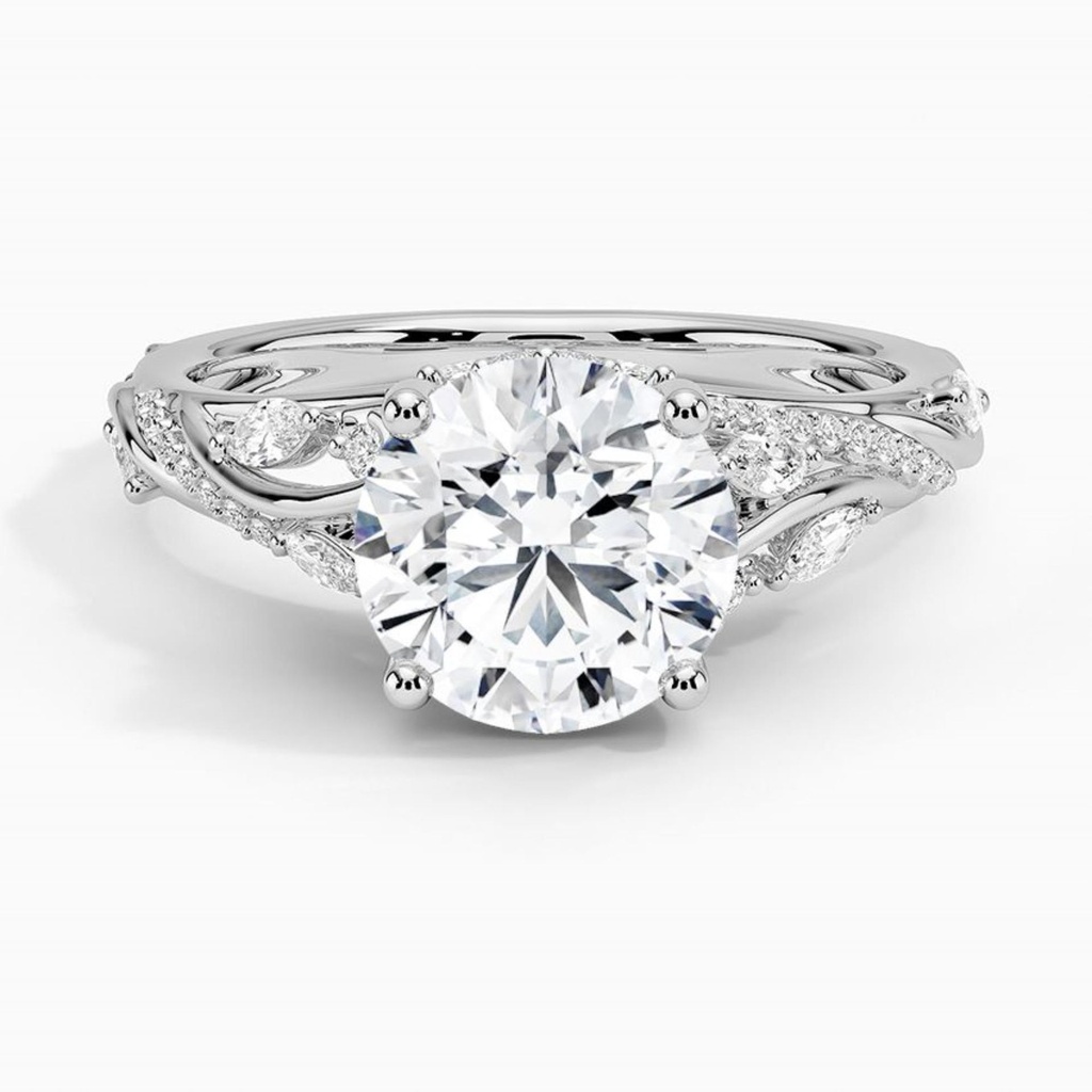 Round Cut Fancy Engagement Ring For Women, Gift Ring, White Gold Jewelry