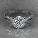 Round Cut Diamond Halo Split Shank Anniversary Ring for Women
