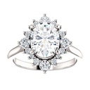 Cluster Oval Cut White Moissanite In 925 Sterling Silver Ring For Women's Engagement