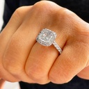 Halo VVS-VS Clarity Asscher Cut LGD In 10K Gold Ring For Engagement