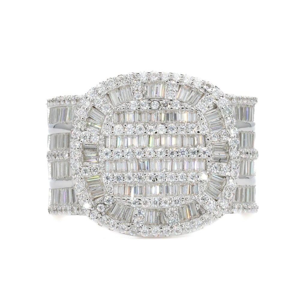 Round And Baguette Cut Diamond Hip Hop Heavy big Ring For Men