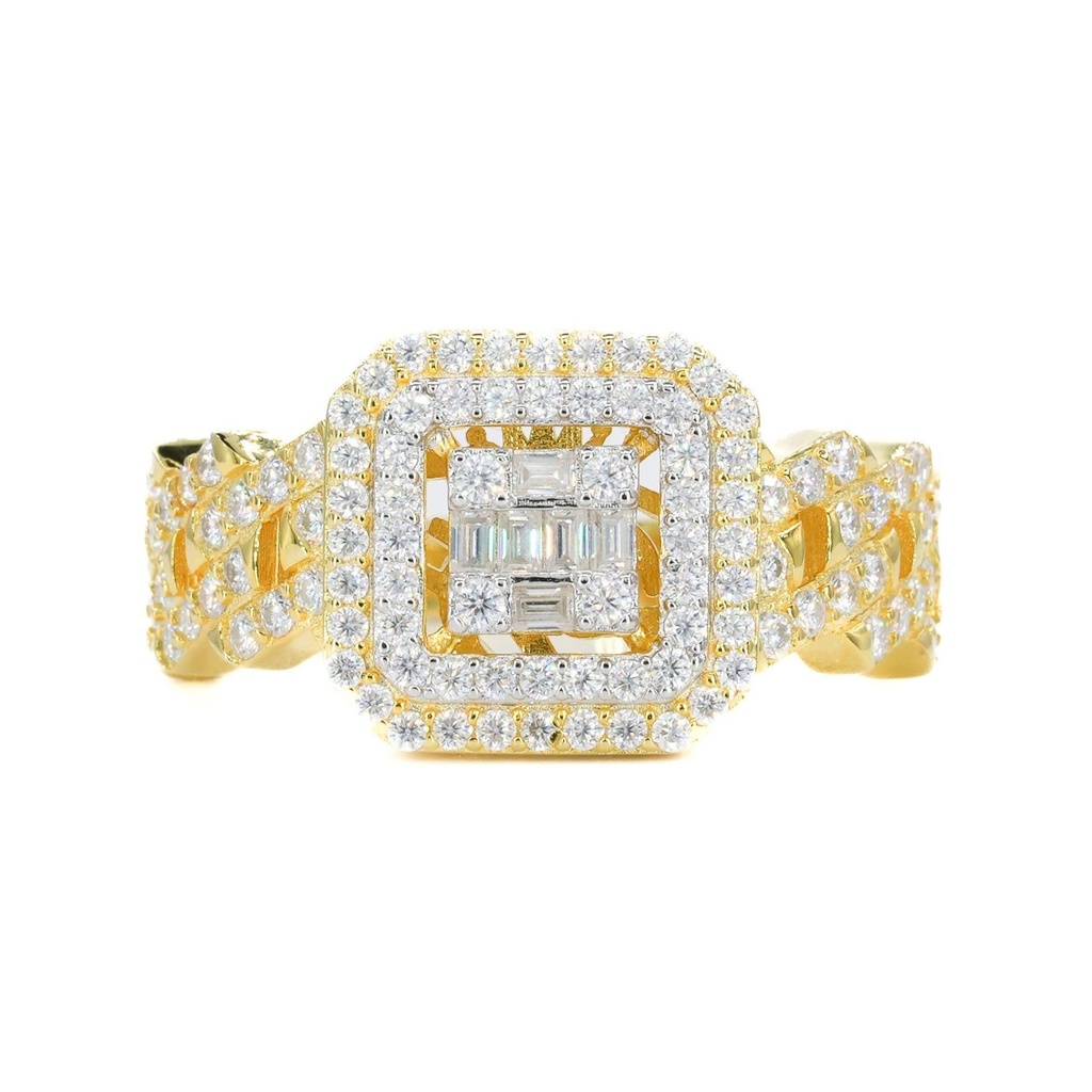 Round And Baguette Cut Unique Heavy Hip Hop Ring for Men