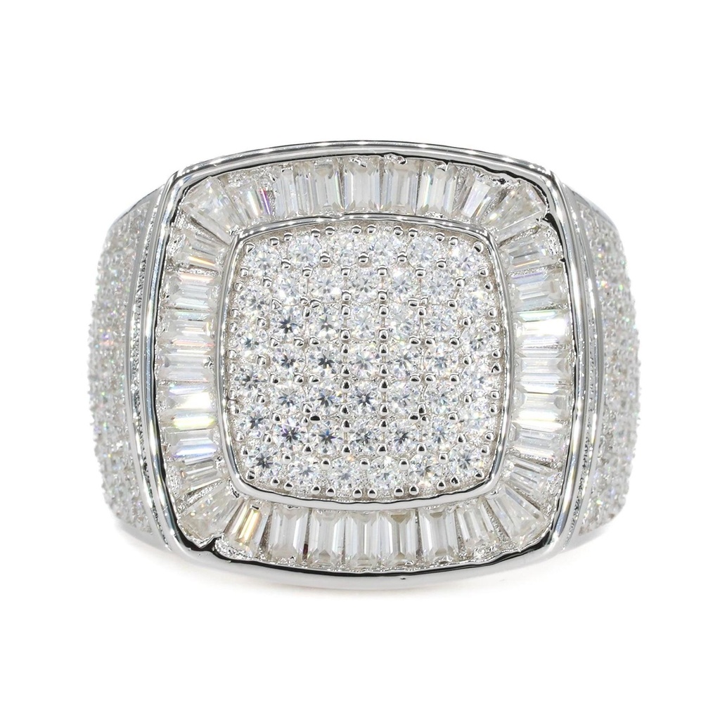 Baguette Cut Hip Hop White Gold Lab Grown Diamond Ring