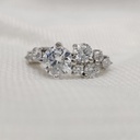 Cluster Round Cut White Moissanite In 925 Sterling Silver Ring For Women's Engagement