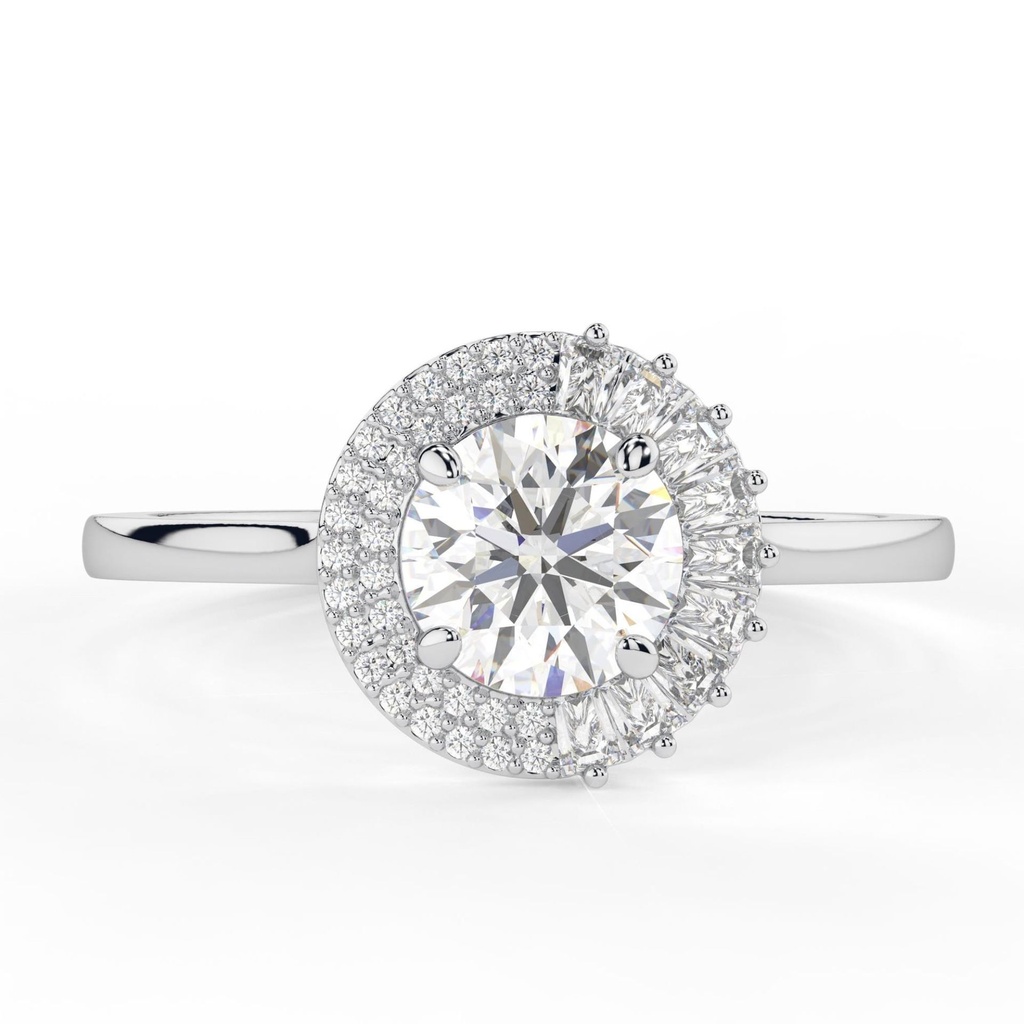 Round Cut Diamond Unique Halo Engagement Ring for Women